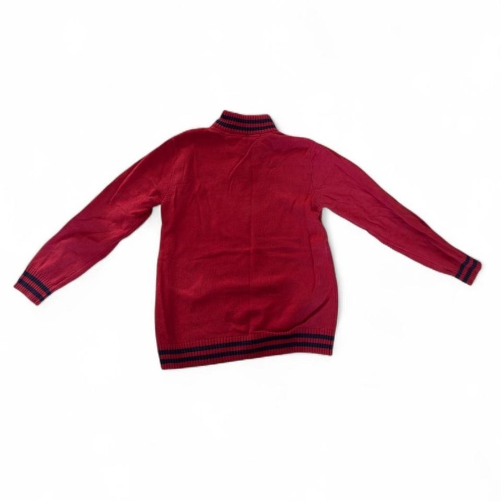 Tommy Hilfiger - Men's XL Quarter Zip Sweater - Red Navy Varsity H Logo Pullover - Picture 4 of 4